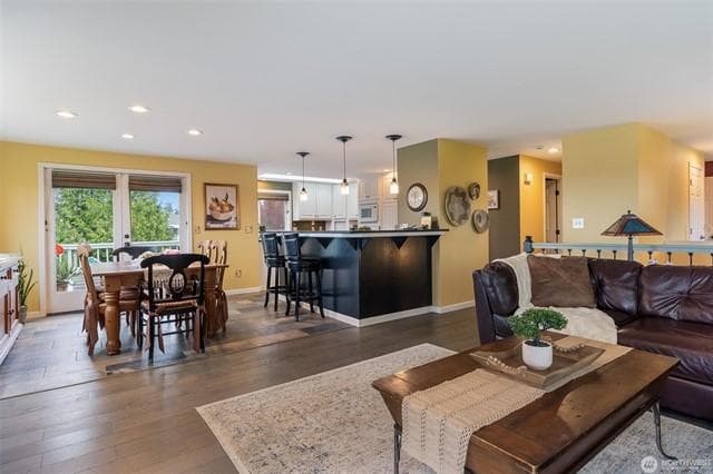 Open-concept great room, half-wall remodel lets the view through to every space