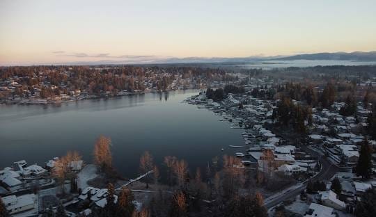 An aerial view of homes around Lake Stevens in Snohomish County